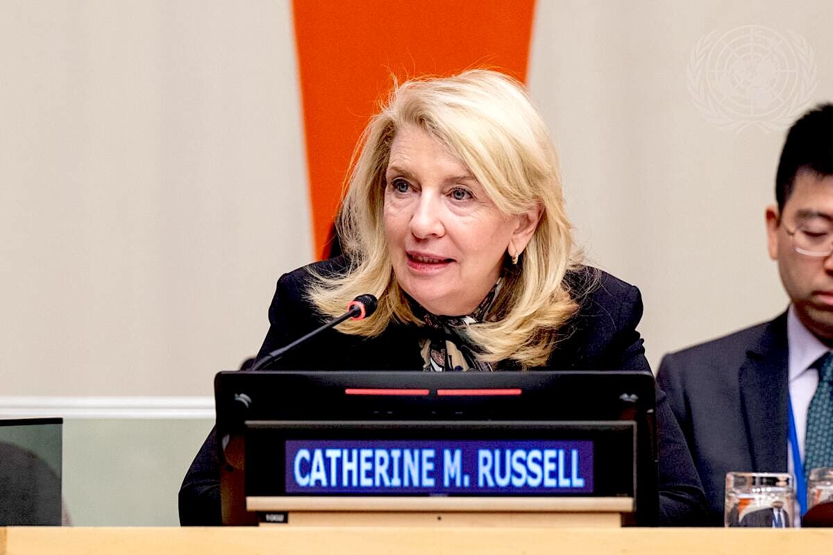 Russell addressing a World Water Day event in March. (UN Photo/Eskinder Debebe)