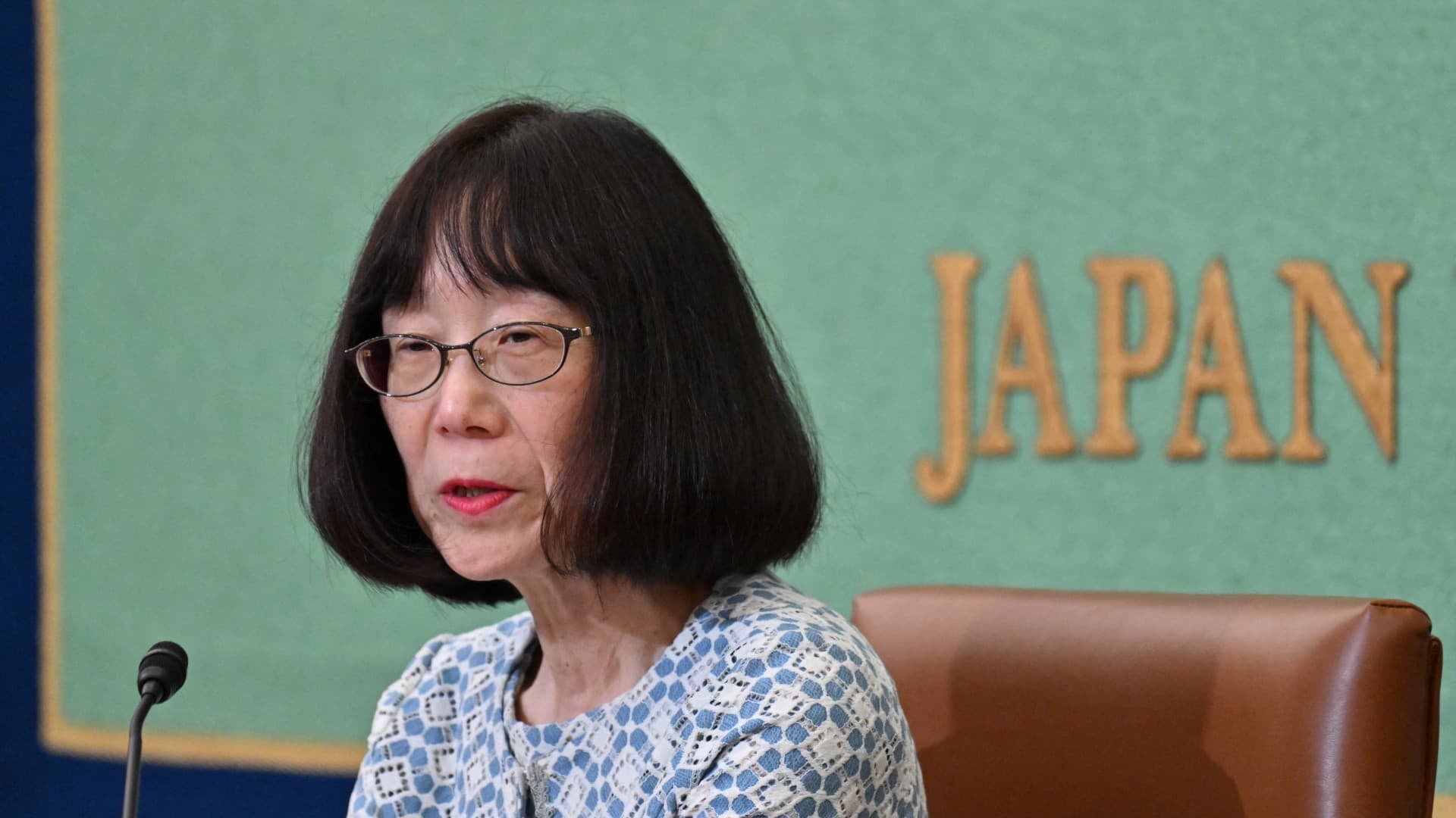 Japanese Judge Tomoko Akane, President of the International Criminal Court (ICC), delivers a speech during a press conference at the Japan National Press Club in Tokyo on June 14, 2024.  Kazuhiro NOGI / AFP